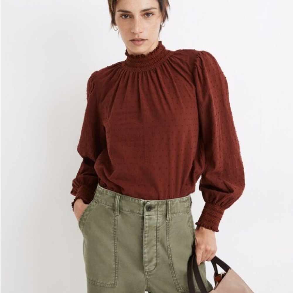 Madewell Sheer-Sleeve Mockneck Top